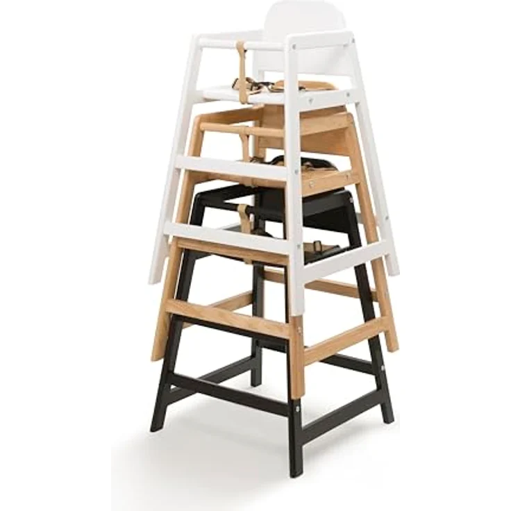 Safetots Einfach stapelbarer Holzhochstuhl, Naturfarben, Hochstuhl für Baby und Kleinkind, Stilvoll und praktisch, Babyhochstuhl für Ihr Zuhause oder platzsparender Hochstuhl für Restaurants. – Bild 9