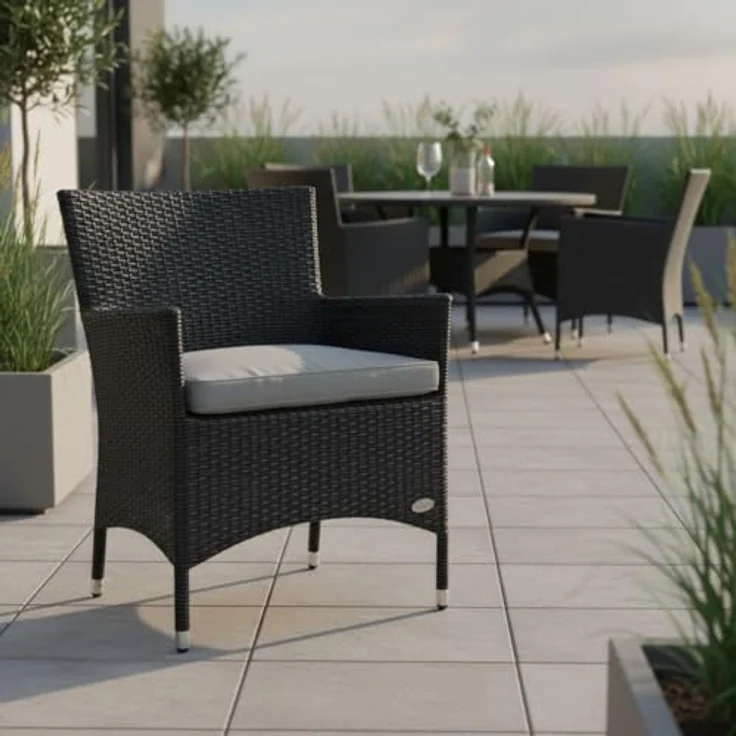 XXXL Rattan Stuhl Trento, Farbe Schwarz – Bild 3