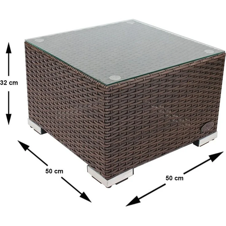 RS Trade 'Toscana' Beistelltisch mit verstärktem Alu-Gerüst, Polyrattan, Braun, 50 x 50 x 32 cm – Bild 4