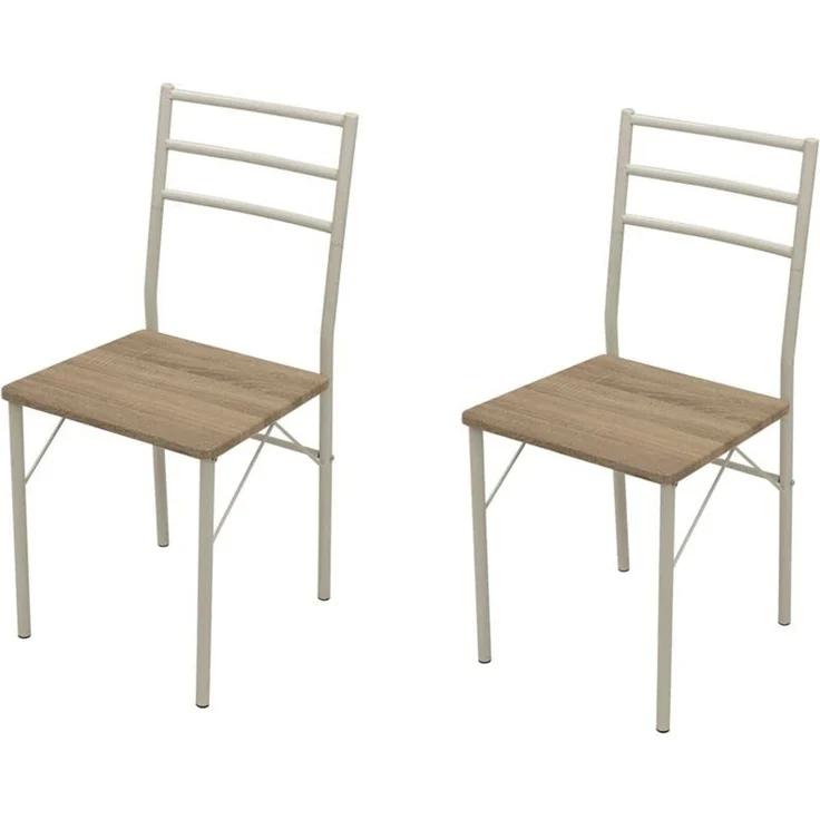 DEGAMO KÖLN Essgruppe 3-teilig, Metall + MDF, weiss/eichefarben, Tisch 80x60cm – Bild 5