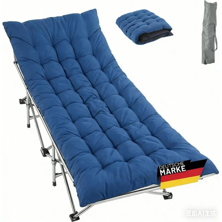 kehot Klappbett Campingbett Feldbett Klappbar 188x64x49 cm, mit 4 cm Polsterauflage (Faltbare Relaxliege aus Oxford-Gewebe,stabilem Stahlgeerüst,Tragetasche, Verstellbare Rückenlehne, Einfach zu Montieren, bis 250 kg belastbar) geeignet für Outdoor, Ga... – Bild 4