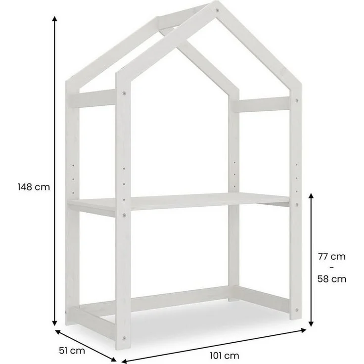 IDIMEX Kinderschreibtisch LIA, Kinder Basteltisch in Hausform, Maltisch höhenverstellbar skandi weiß – Bild 3