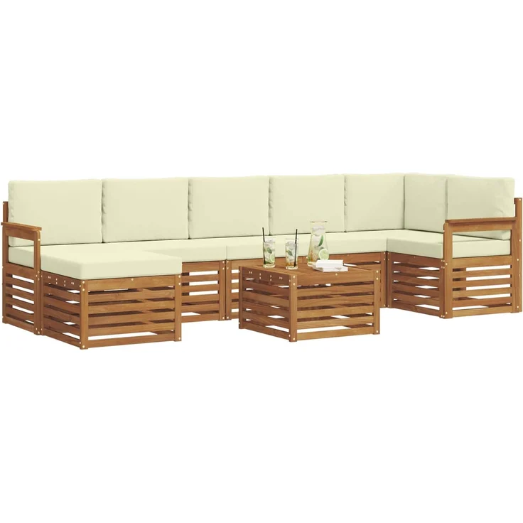 vidaXL Outdoor-Sofagarnitur 8 stk. 8-Sitzer Natur und Creme 3375195 – Bild 3