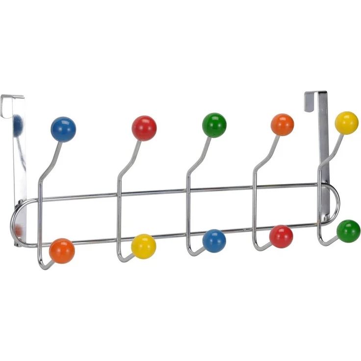 Spetebo Garderobenleiste Metall Garderobenleiste mit 10 bunten Haken - 42cm (Inhalt, 1 St, Leiste mit 10 Haken), bunte Haken, farbenfroh – Bild 2