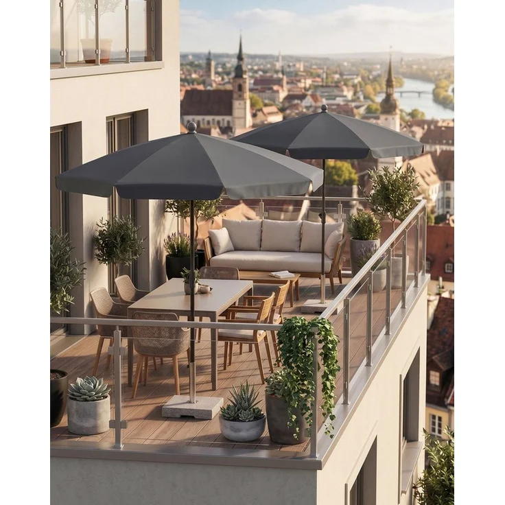 SUNULA Sonnenschirm 180 cm Balkon Balkonschirm mit Schutzhülle Gartenschirm mit Knickbar, Gartenschirm Höhenverstellbarem, UPF 50+ UV-Schutz – Bild 3