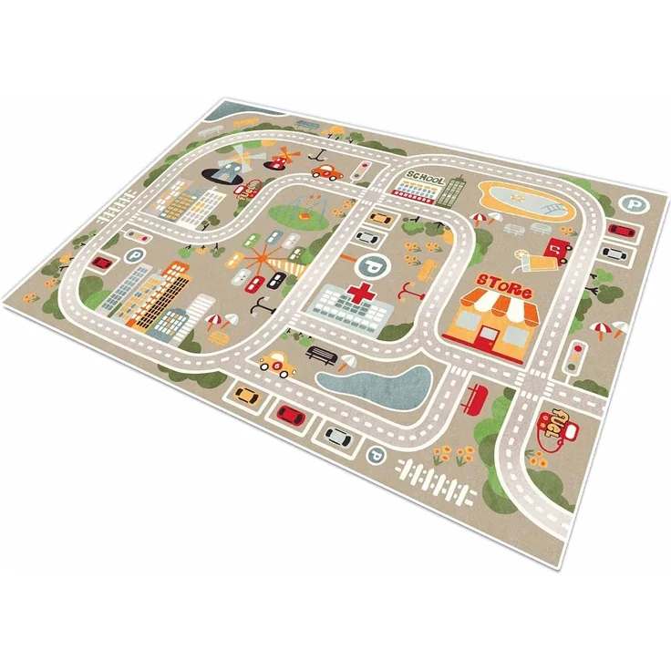 TYKTZXY Autoteppich Spielteppich Straße ，Kinderteppich Jungen Straßenteppich，Bauteppich Fahrzeug Teppich Kinder(80×120cm,31×47inch) – Bild 1