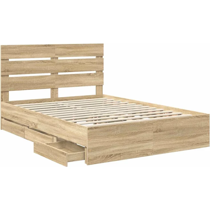 vidaXL Bettrahmen Sonoma-Eiche 160 x 200 cm Ingenieurs Holz 3411819 – Bild 5