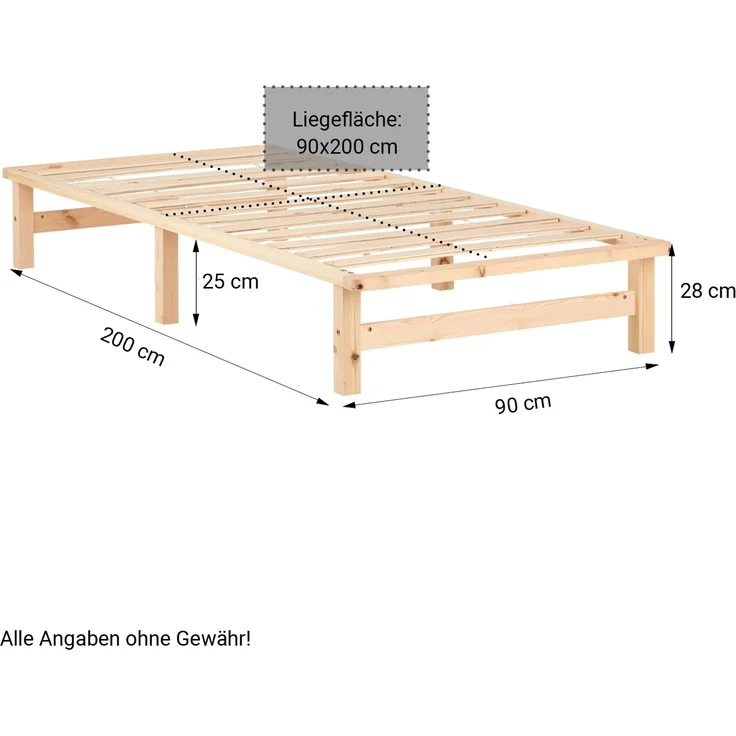 Holzbett 90x200 mit Matratze Bettkasten 2er Set Holzbettrahmen Palettenbett Einzelbett Bett Massiv Holz – Bild 3