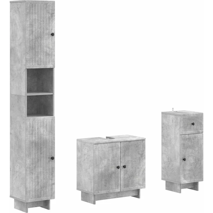 vidaXL 3-teiliges Badezimmer-Schranksystem EDE Betongrau Holzwerkstoff 3417822 – Bild 2