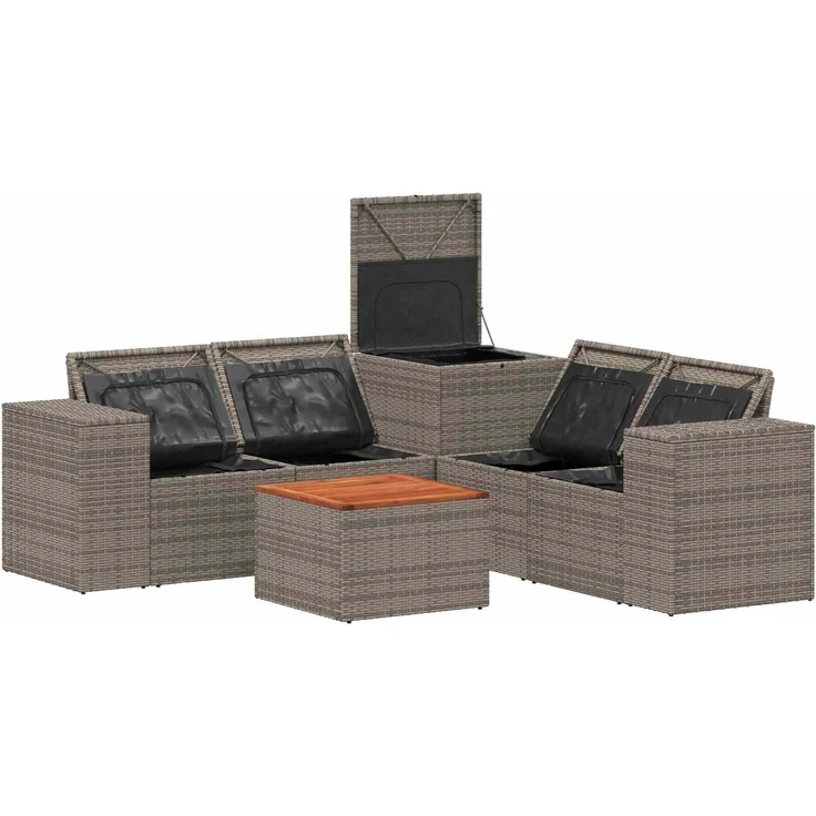 vidaXL Sofa Set 6 stk. Grau und Marineblau Polyrattan und Stahl 3447573 – Bild 7