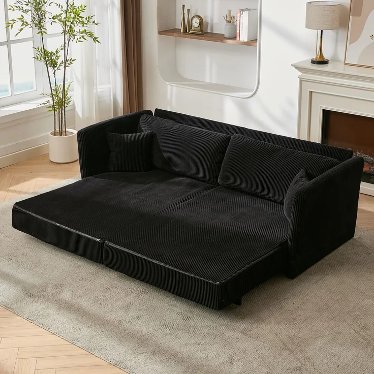 ZUBALIYA Schlafsofa 69.00x23.00 cm, mit Cordbezug, für Wohnzimmer und Apartments, mit stabilem Untergestell, Beige – Bild 8