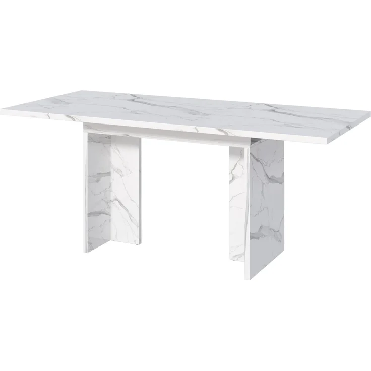 Merax Ausziehbarer Esstisch, 140/180*80 cm, geeignet für 6-8 Personen, rechteckige Form, verdickte Tischplatte, einfachen Stil,Tisch für Esszimmer, Küche, Wohnzimmer, Weißer Marmor – Bild 9