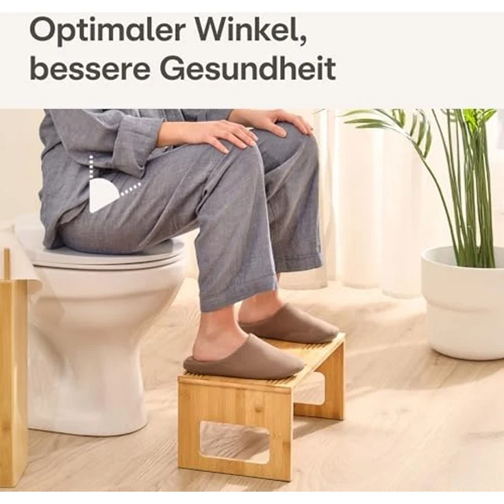 Praknu Fußhocker Klappbarer Toilettenhocker aus FSC® Bambus - Holz, Badezimmer – Bild 3