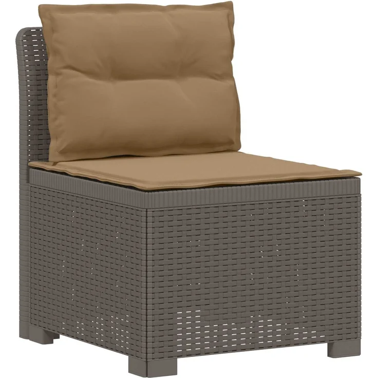 vidaXL 5-Sitzer Gartensofa mit Kissen Rattan-Look PP Hellgrau 3443920 – Bild 4