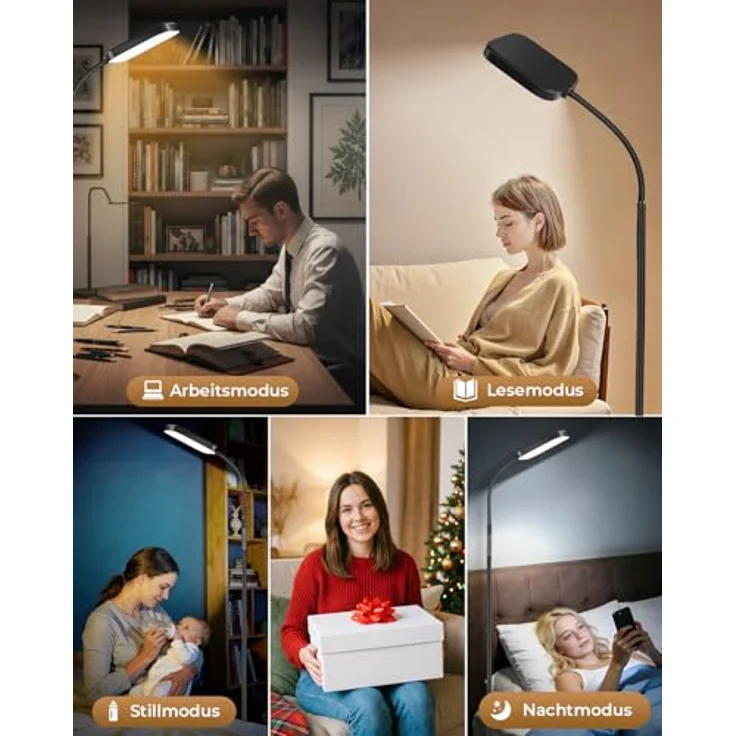 YICAIZI LED Stehlampe dimmbar 18W, 1850lm – Stehleuchte Wohnzimmer mit Fernbedienung, 3000–6500K, stufenlos dimmbar, Leselampe Bett mit Nachtlicht, moderne Stehlampe mit Prismadiffusor – Bild 10