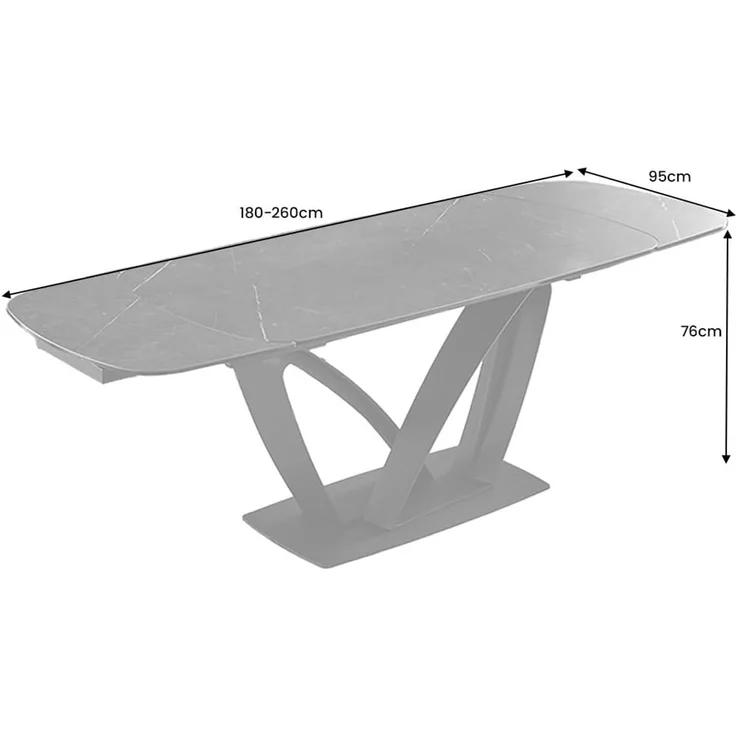 riess-ambiente Esstisch PAPILLON 180-260cm graphit / schwarz · Konferenztisch · Keramik-Platte (Einzelartikel, 1-St), ausziehbar · für 8-10 Personen · Marmor-Design · Metall · Industrial – Bild 3