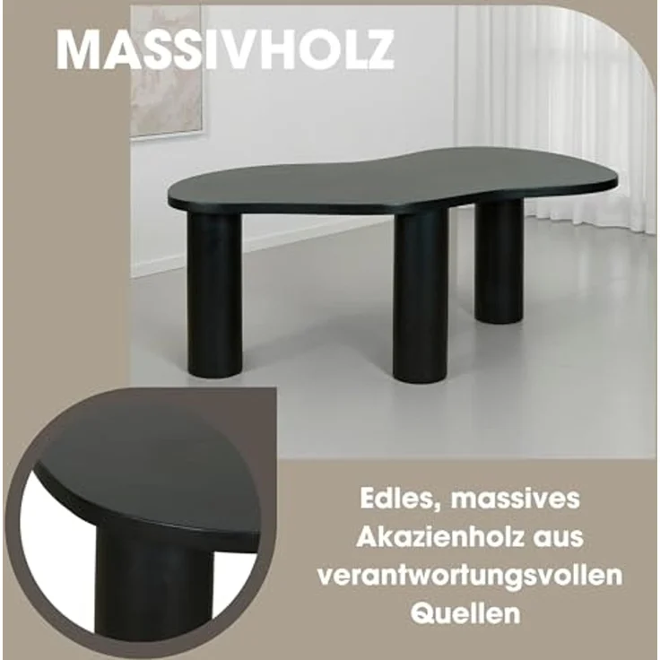byLIVING Couchtisch Ethan/Tischplatte und Gestell in naturfarben (Akazie) oder schwarz/Wohnzimmertisch/Beistelltisch/Maße: B 110, H 45, T 55 cm (Schwarz) – Bild 4