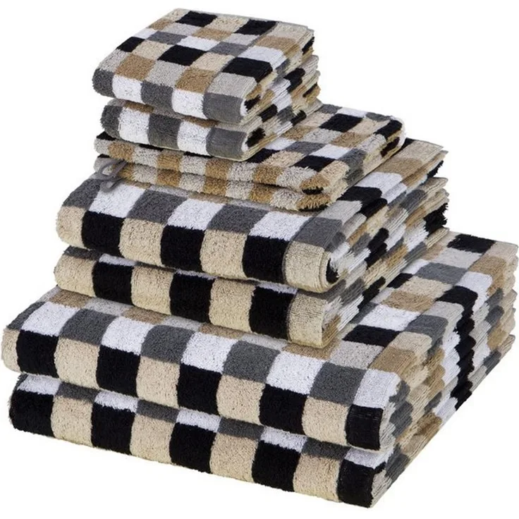 Cawö Lifestyle 8 tlg. Frottier-Set - 2 X Handtuch (50 X 100cm), 2 X Duschtuch (70 X 140cm), 2 X Gästetuch (30 X 50cm), 2 X Waschhandschuh (16 X 22cm) - 512 g/m2 - Kiesel