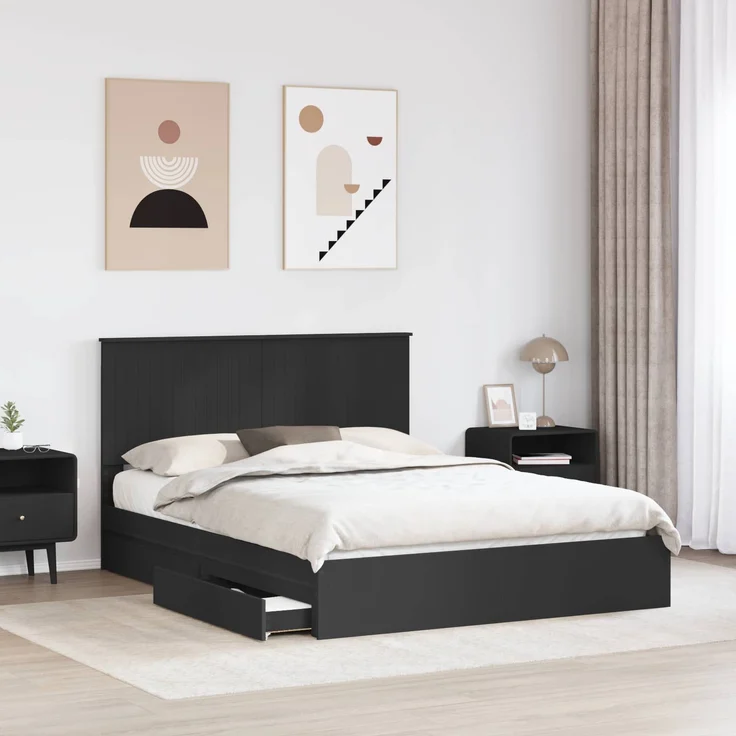 vidaXL Aufbewahrungsbett Schwarz 150 x 200 cm Holzwerkstoff 3411195 – Bild 2