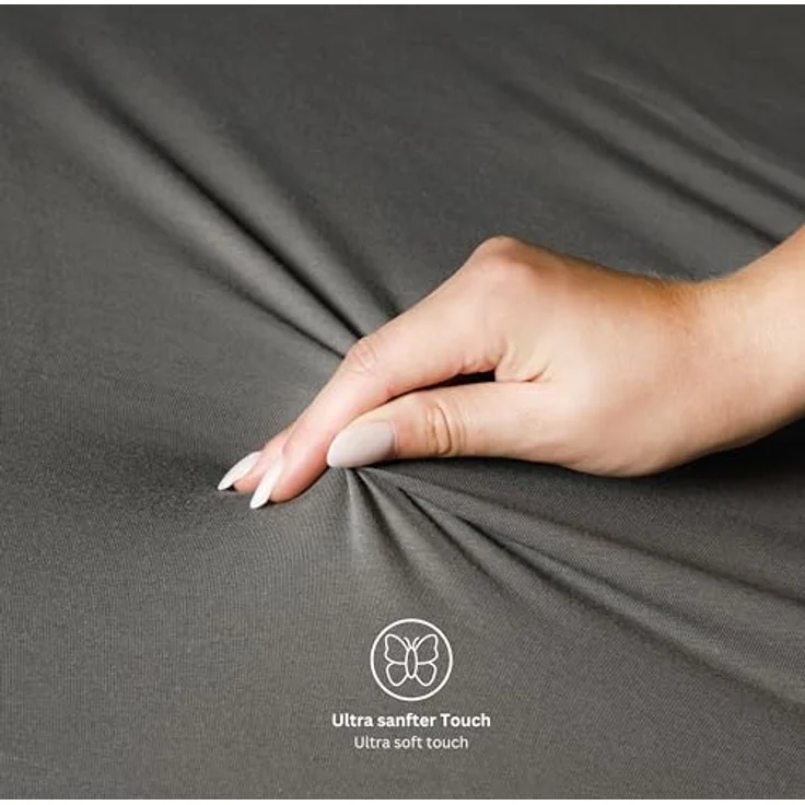 Esprit Spannbettlaken PREMIUM Spannbettlaken, 95% Baumwolle, 5% Elasthan, Gummizug: rundum, (2 Stück), 100 x 200 cm - 2er Set in Anthrazit – Bild 3