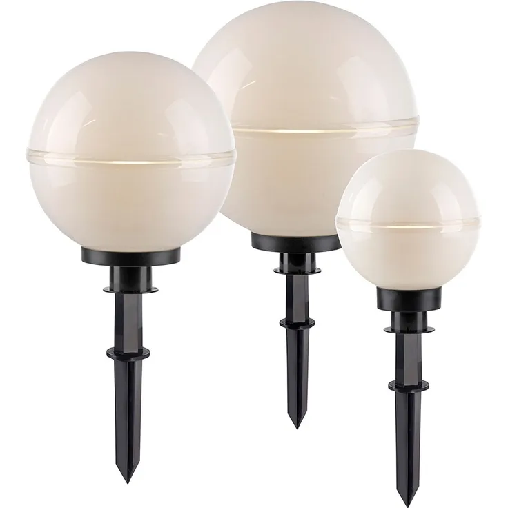 3er Set Kugelleuchten, schwarz, weiß, D 20 cm, 30 cm, 40 cm