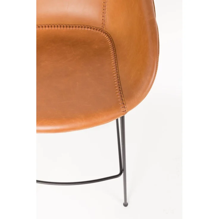 Zuiver Barhocker Feston im 2er-Set, Braun aus 100% Kunstleder mit schwarzem Stahlgestell, Sitzhöhe 65 cm, belastbar bis 100 kg – Bild 5