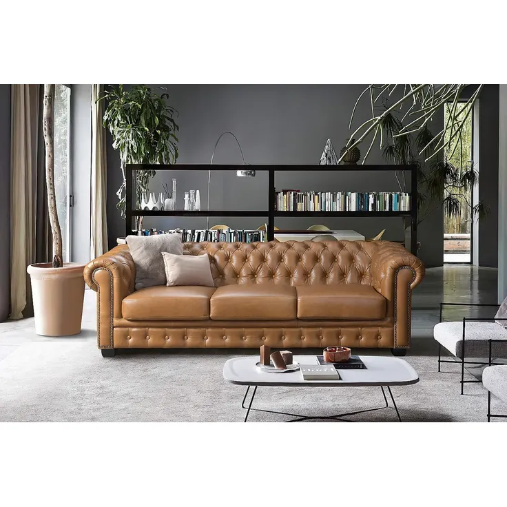 Vente-unique - BRENTON Sofa Leder Braun - B 99 cm x H 73 cm x L 240 cm