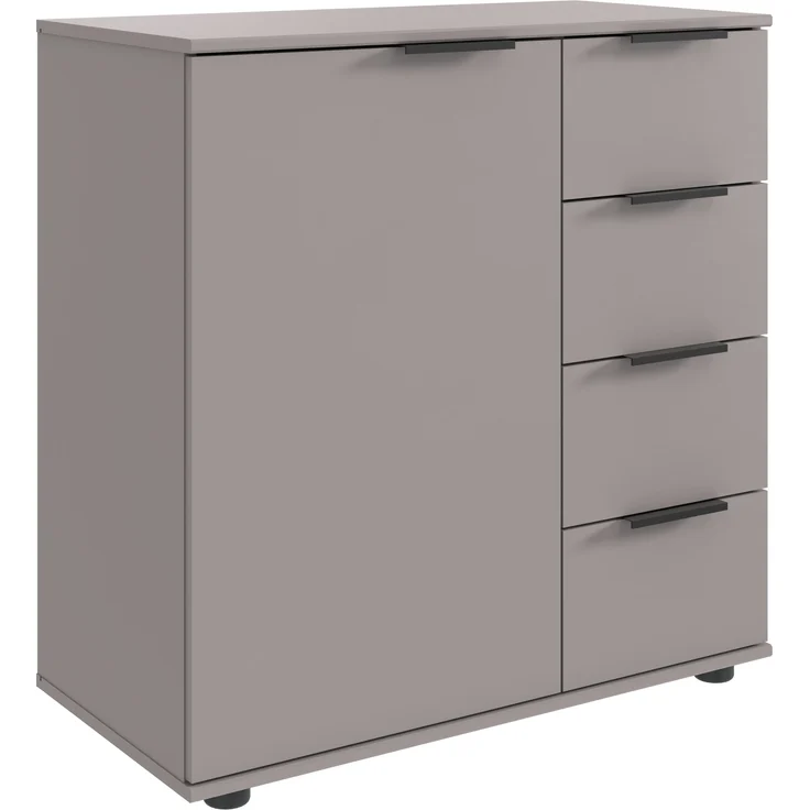 Bettanlage >Tilburg< (4tlg. ) Bett 188x92x210, Nachtkommoden, Kommode, Saharagrau/Grafit – Bild 5