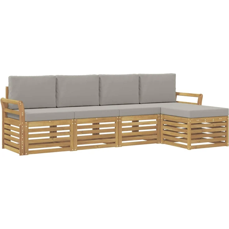 vidaXL Outdoor-Sofagarnitur 5 stk. 5-Sitzer Weiß und Hellgrau 3391676 – Bild 2