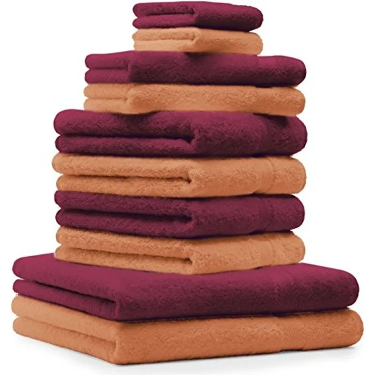 Betz Handtuch Set 10-TLG. Handtuch-Set Premium Farbe Dunkelrot & Orange, 100% Baumwolle (Set, 10-St)