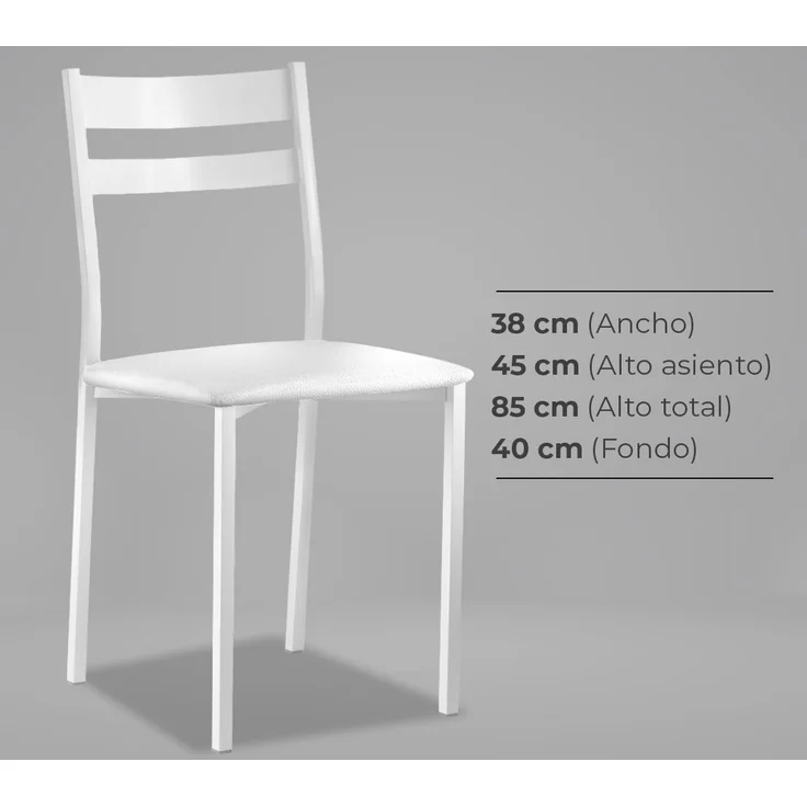 ASTIMESA Küchenstuhl aus Metall mit offener Rückenlehne, weiß, 38 x 45 x 40 cm – Bild 7