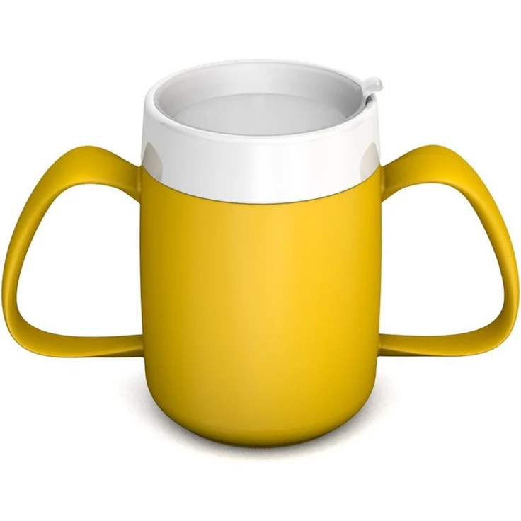 Ornamin Schnabelbecher 2-Henkel-Becher mit Trink-Trick und Schnabelaufsatz/ Trinkaufsatz, 2-tlg, Kunststoff, Trinkhilfe l Alltagshilfe l Schnabeltasse l BPA-frei l Made in Germany – Bild 1