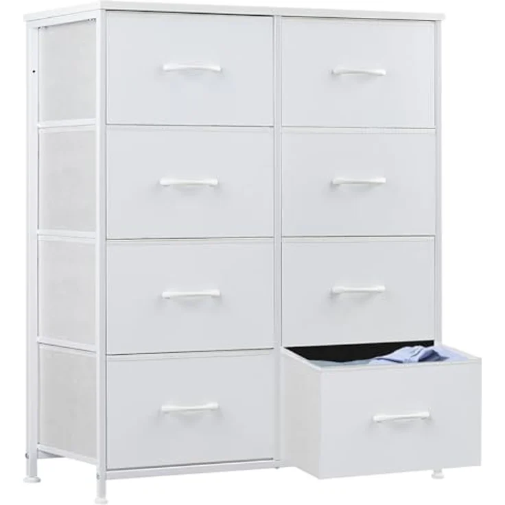Sweetcrispy Kommode für Schlafzimmer, breite Schublade Kommode, 8 Stoffschubladen mit Griffen, Schrank, TV Stand für Schlafzimmer, Schrank, Wohnzimmer, Kinderzimmer – Bild 2