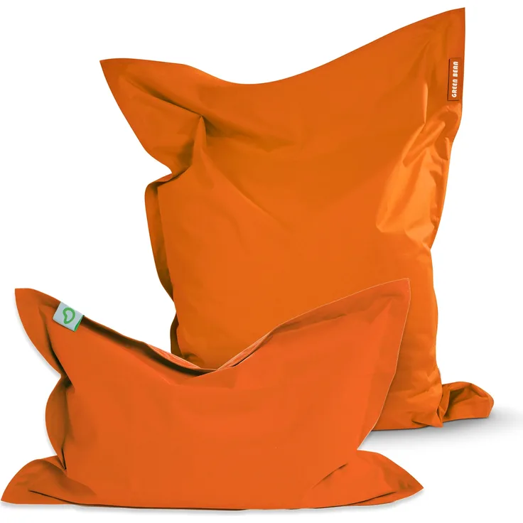 Green Bean® 2er Set SQUARE XXL + BeBi Sitzsack - 380L + 70L EPS Perlen Füllung - Indoor & Outdoor Beanbag für Kinder & Erwachsene - Orange