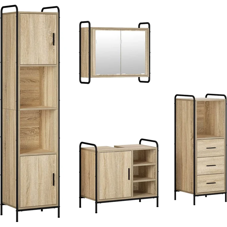 vidaXL Badezimmerschrank-Set 4 stk. Sonoma-Eiche 40 x 36 x 181 cm 3444628 – Bild 2