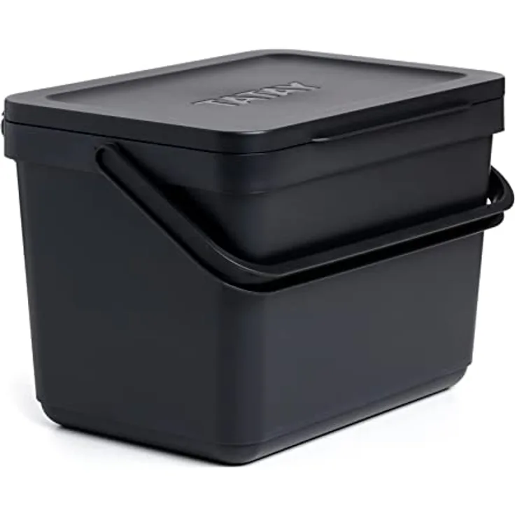 TATAY Biomülleimer Küche 6L | Organischer Abfalleimer Smart ohne Halterung | Kompaktes und Funktionales Design | Aus 100 % Recyceltem Material | 26,5 x 20,5 x 18,5 cm, Schwarz