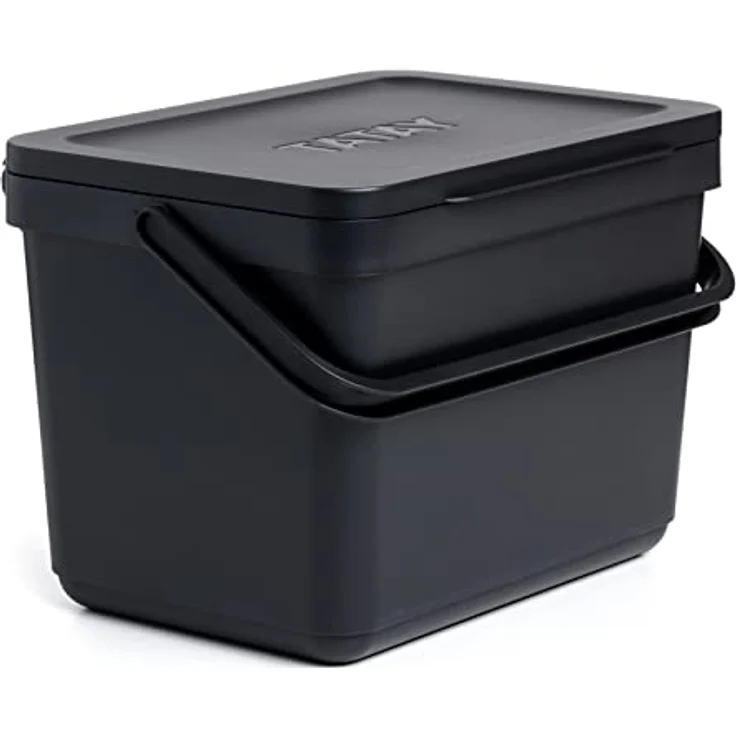TATAY Biomülleimer Küche 6L | Organischer Abfalleimer Smart ohne Halterung | Kompaktes und Funktionales Design | Aus 100 % Recyceltem Material | 26,5 x 20,5 x 18,5 cm, Schwarz – Bild 1