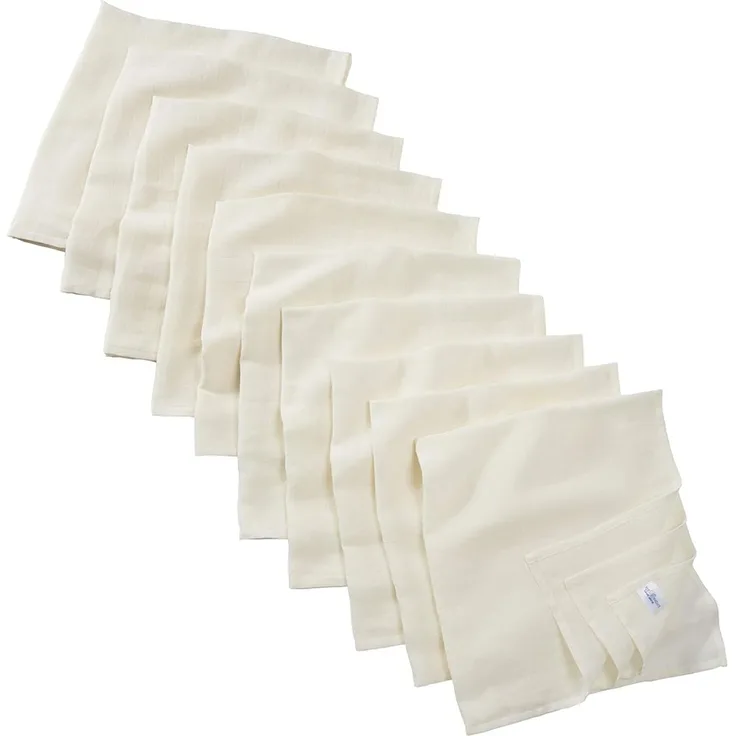 Bio Mullwindeln 100% Bio-Baumwolle (kbA) GOTS zertifiziert, Natur, 80x80 cm, 10er Set