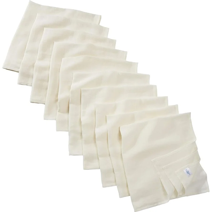 Bio Mullwindeln 100% Bio-Baumwolle (kbA) GOTS zertifiziert, Natur, 80x80 cm, 10er Set – Bild 1