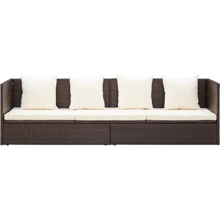 vidaXL Garten-Sofabett mit Kissen Poly Rattan Braun 49392 – Bild 11