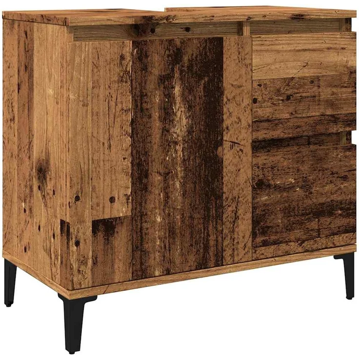 Waschbeckenunterschrank, Unterschrank Altholz-Optik 65x33x60 cm Holzwerkstoff – Bild 1