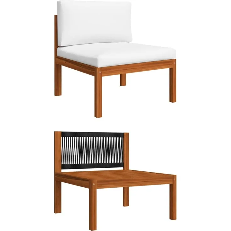 vidaXL Garten-Mittelsofa mit Kissen Holz Akazie & Seil 312429
