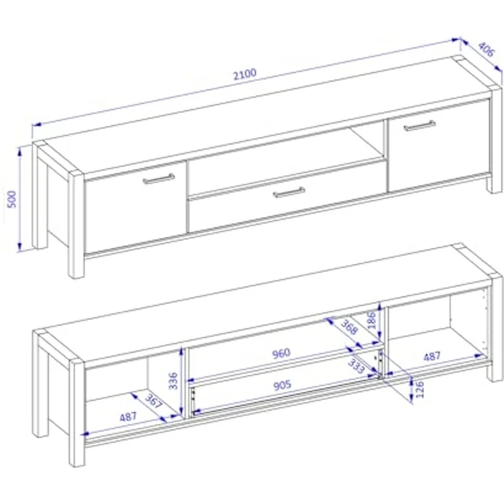 Lomadox Lowboard ACCRA-83, TV in Taurus Eiche Nb. und schwarzem Gestell, B/H/T: ca. 210/50/41 cm – Bild 5