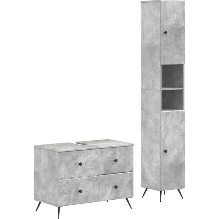vidaXL 2-teiliges Badezimmer Schrank Set BREDA Betongrau Holzwerkstoff 3417561 – Bild 2