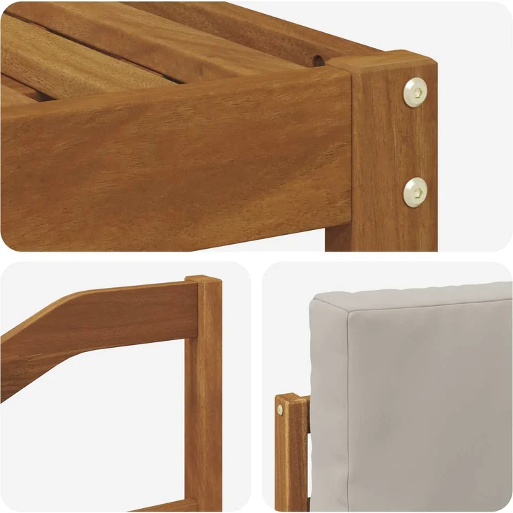 vidaXL Outdoor-Sofagarnitur 4 stk. 3-Sitzer Natur und Hellgrau 3366234 – Bild 5