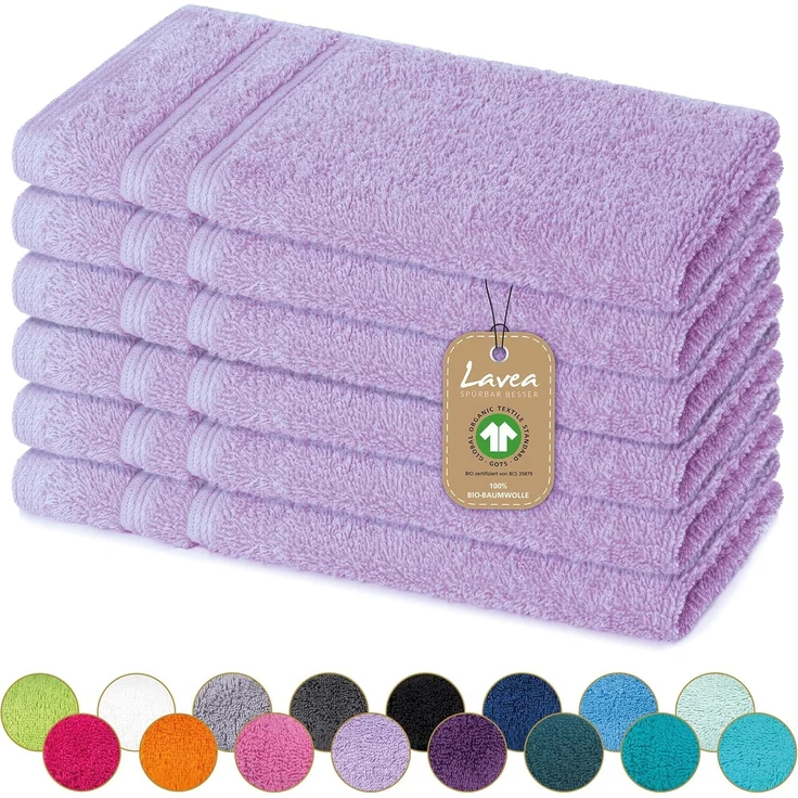 Lavea Gästehandtuch Bali, 30x50cm aus 100% Bio-Baumwolle, einzigartig weiche Gästetücher mit Aufhänger (Set, 6-St), hochwertiges und nachhaltiges Premium Gästetuch – saugstarke Faser – Bild 2