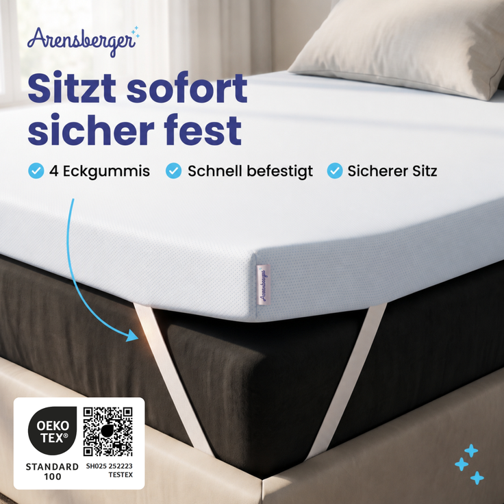 Arensberger Matratzen Topper PREMIUM, 180x200cm, Gelschaum Matratzentopper, waschbarer Bezug, geeignet für Federkern & Schaumstoff Matratzen, Höhe 8cm – Bild 5