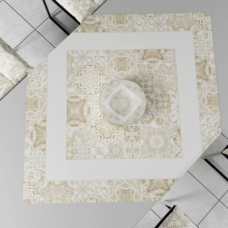 PETTI Artigiani Italiani - Zubehör Küchentextilien, Moderne Mitteldecke 90x90 cm aus Mikrofaser, Elegante Mitteldecke mit Digitaldruck, Vietri Taupe, 100 % Made in Italy