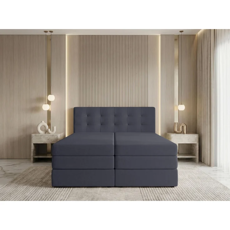 AX LIVING Finike Kontinentalbett 180x200 cm, 2 Matratzen, Grau – Bild 3