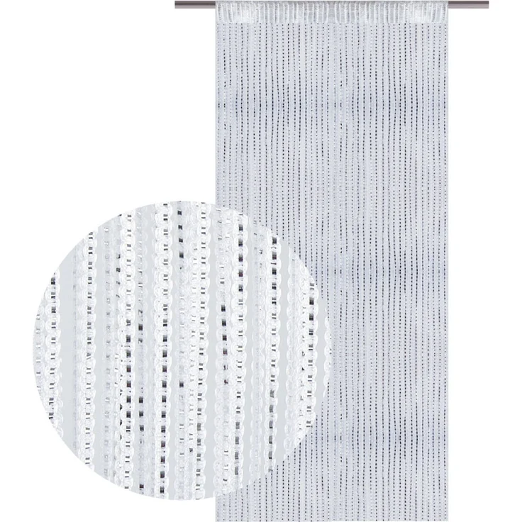 Arsvita Fadenvorhang Metallik-Optik mit Stangendurchzug, Türvorhang 140x250cm (Weiß) – Bild 2